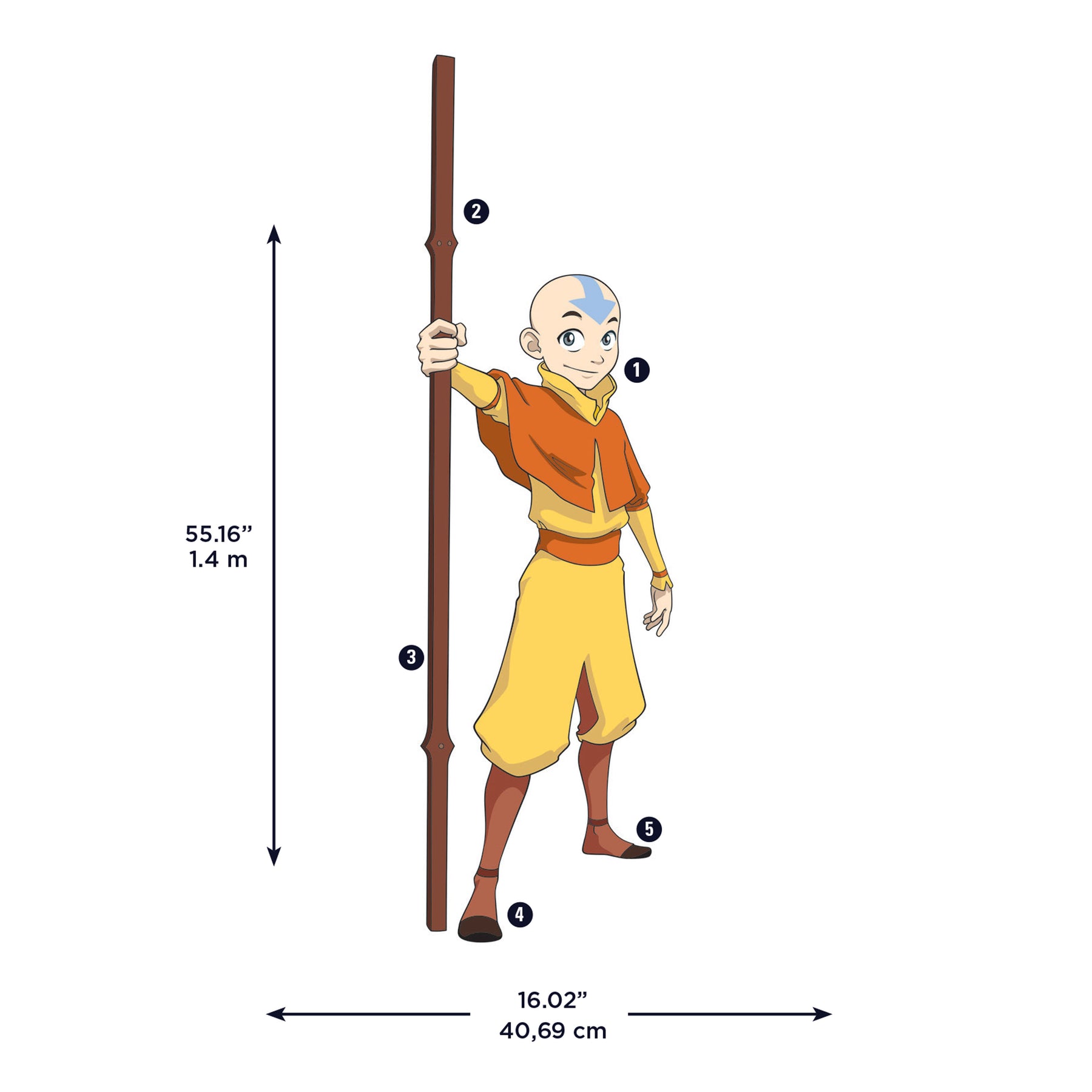 Avatar Aang Giant Wall Decals - dimensions