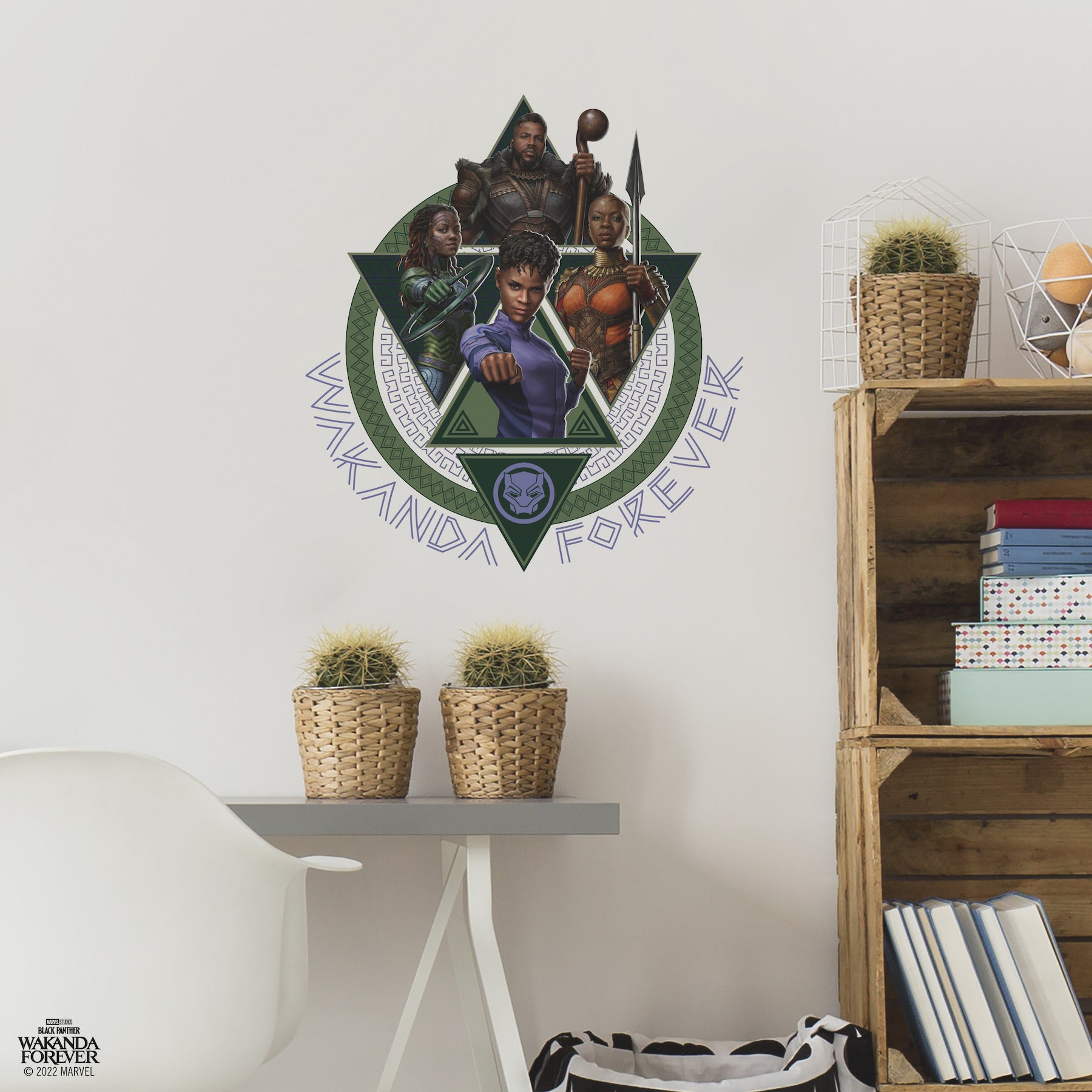 Wakanda Forever Giant Wall Decals in a room setting