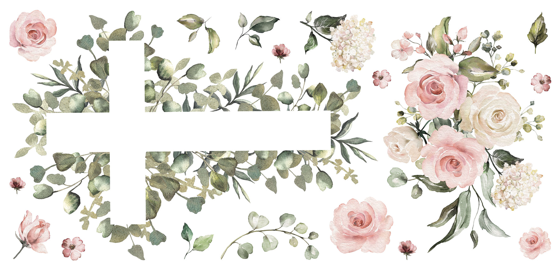Watercolor Floral Cross Giant Wall Decals by WallPops