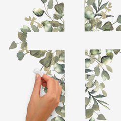 Watercolor Floral Cross Giant Wall Decals - how to peel