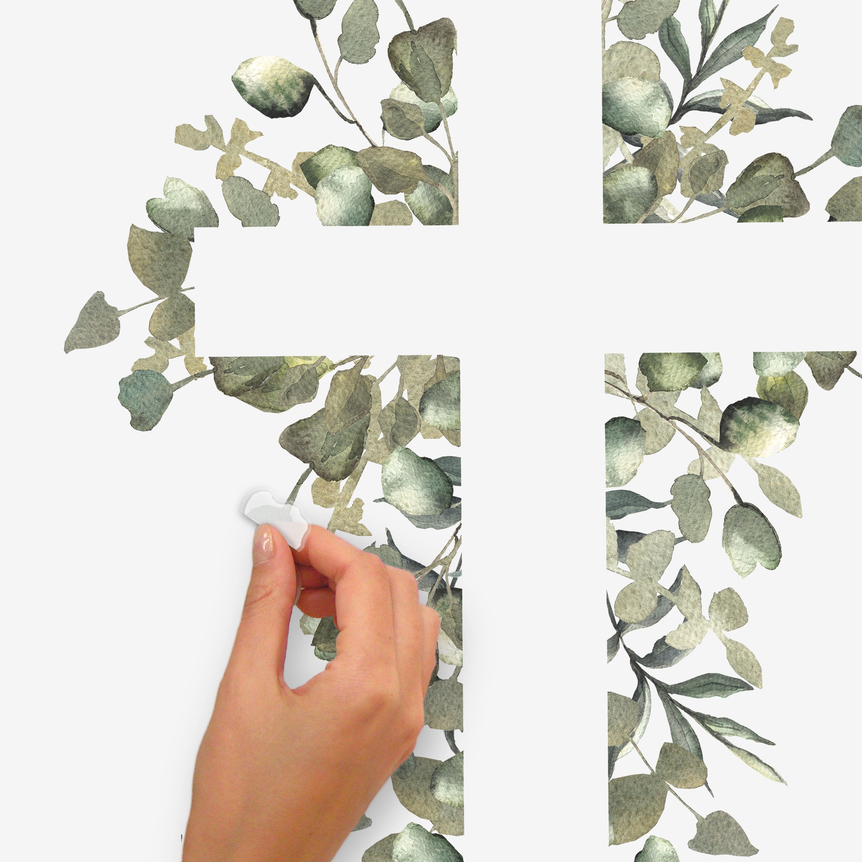 Watercolor Floral Cross Giant Wall Decals - how to peel