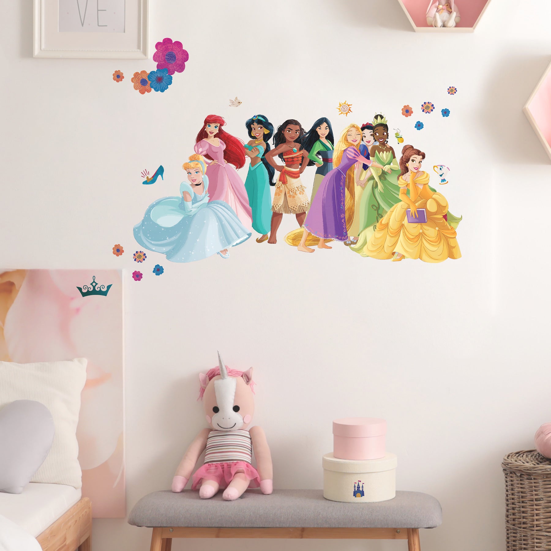 Disney Princess Flowers & Friends Giant Wall Decals in a room setting