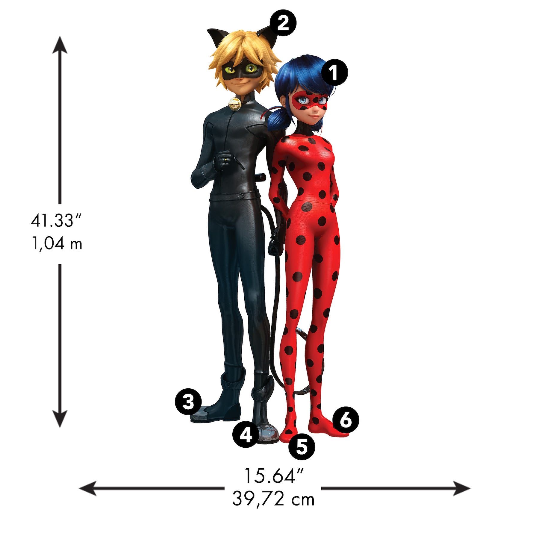 Miraculous: Tales Of Ladybug & Cat Noir Giant Wall Decals - dimensions
