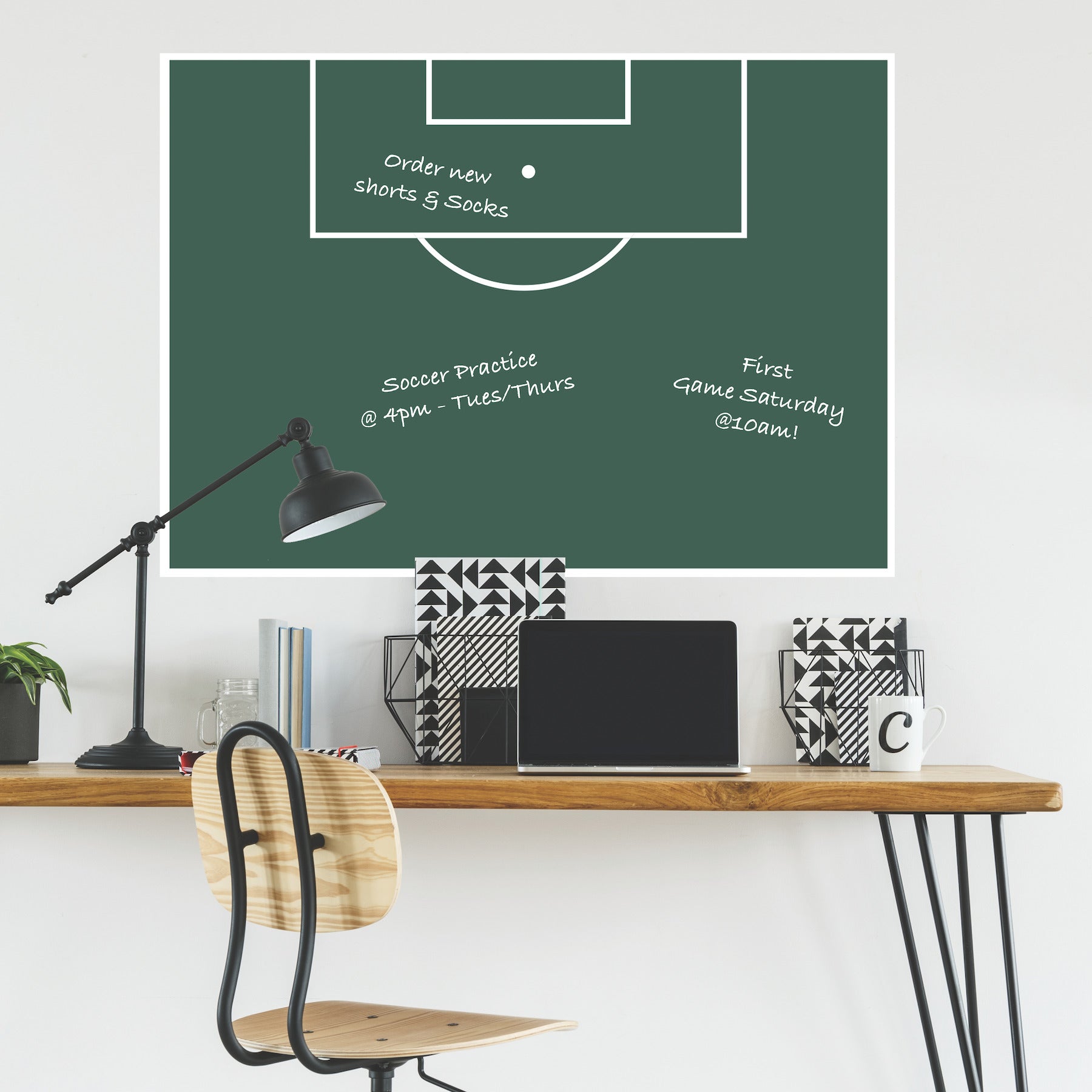 Soccer Field Wall Decals in a room setting