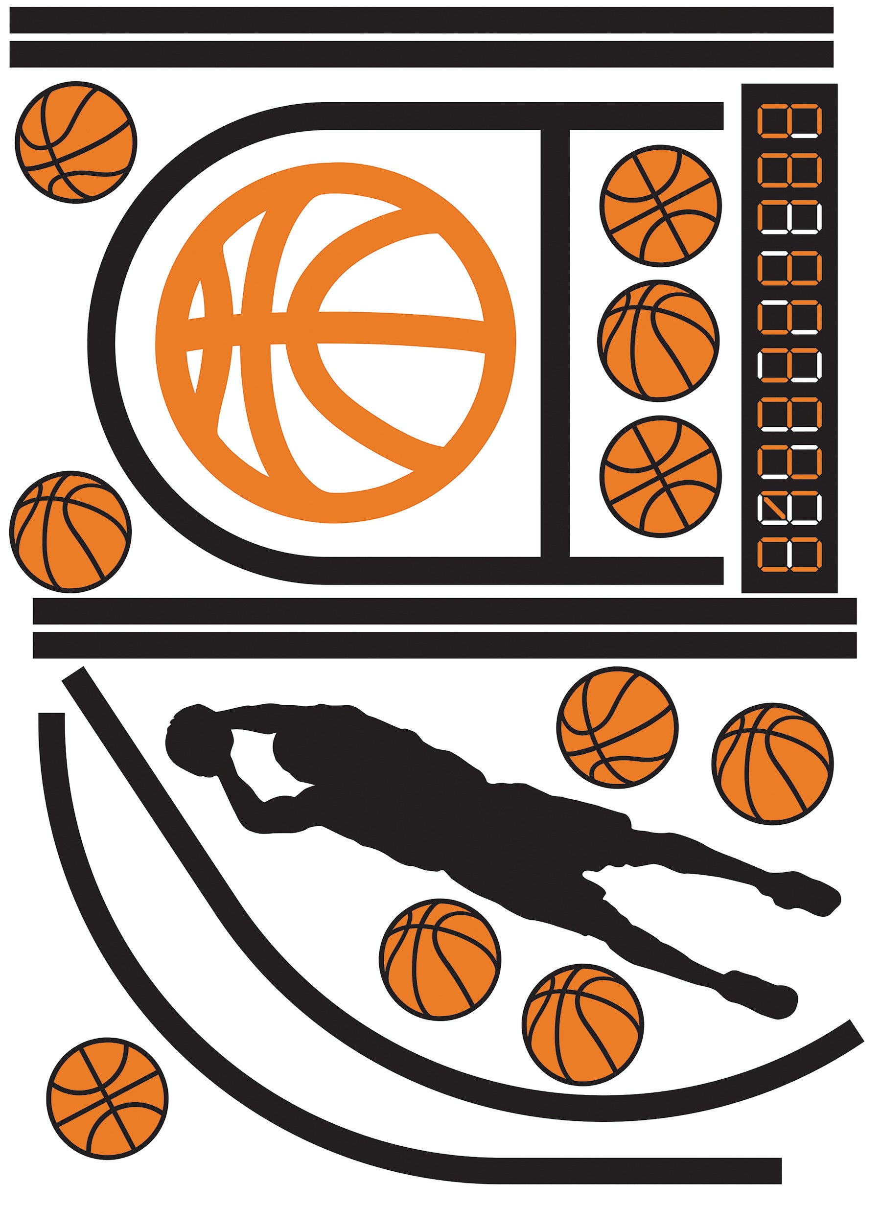 Basketball Court XL Giant Wall Decals With Glow by WallPops