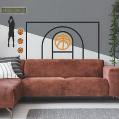 Basketball Court XL Giant Wall Decals With Glow in a room setting