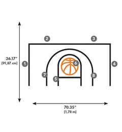 Basketball Court XL Giant Wall Decals With Glow - dimensions