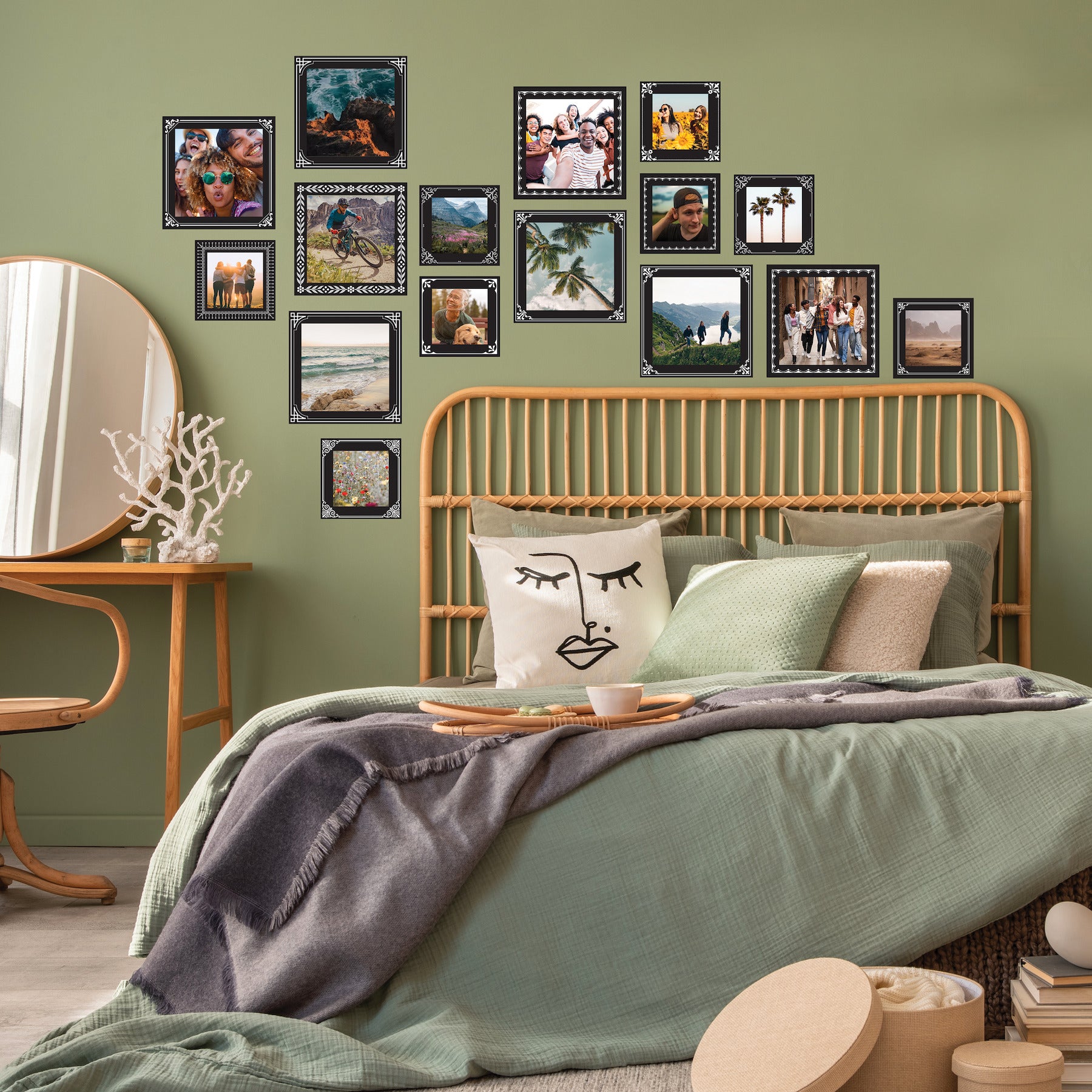 Ornate Gallery Frames Wall Decals in a room setting