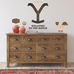 Yellowstone Dutton Ranch Logo Giant Wall Decals in a room setting
