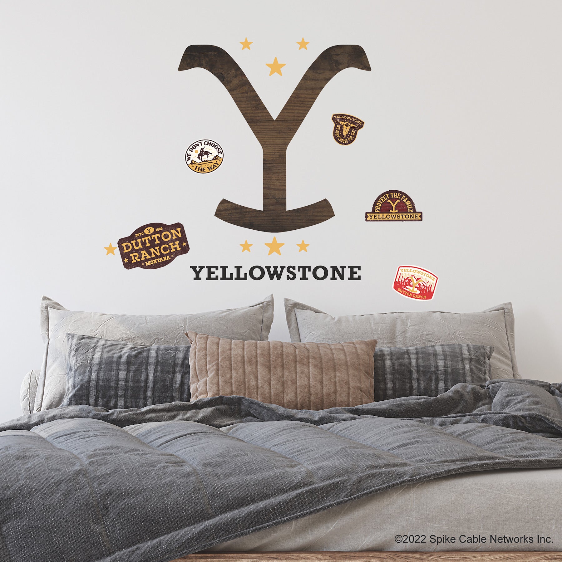 Yellowstone Dutton Ranch Logo Giant Wall Decals in a room setting
