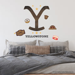 Yellowstone Dutton Ranch Logo Giant Wall Decals in a room setting