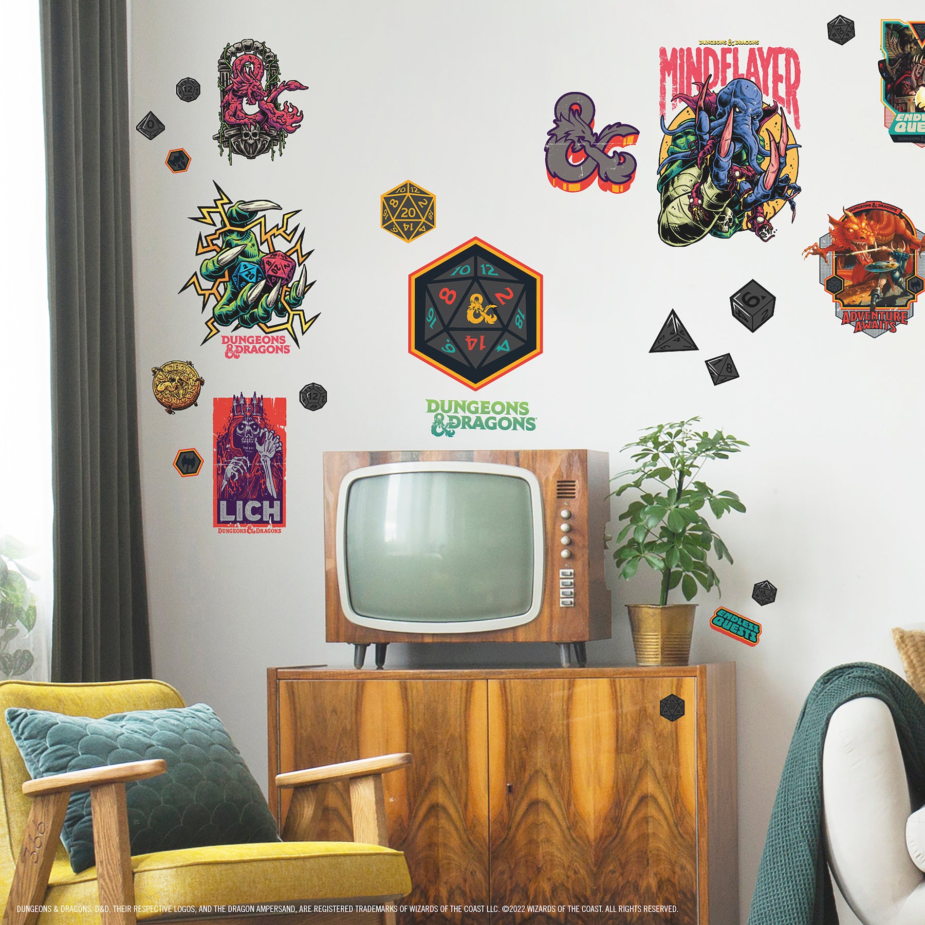Dungeons & Dragons Wall Decals in a room setting