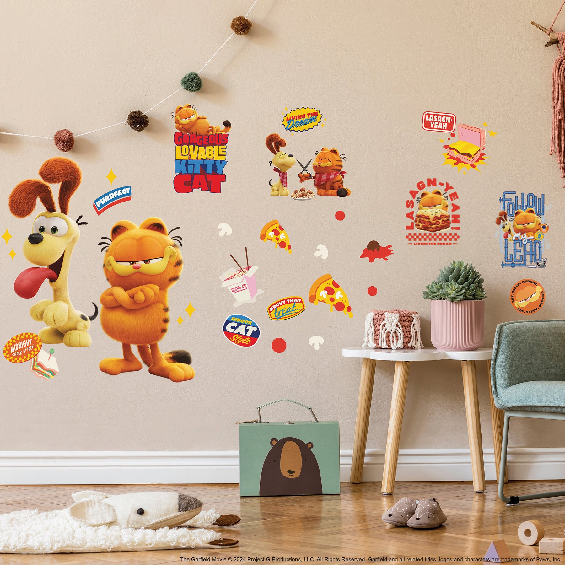 The Garfield Movie Wall Decals in a room setting