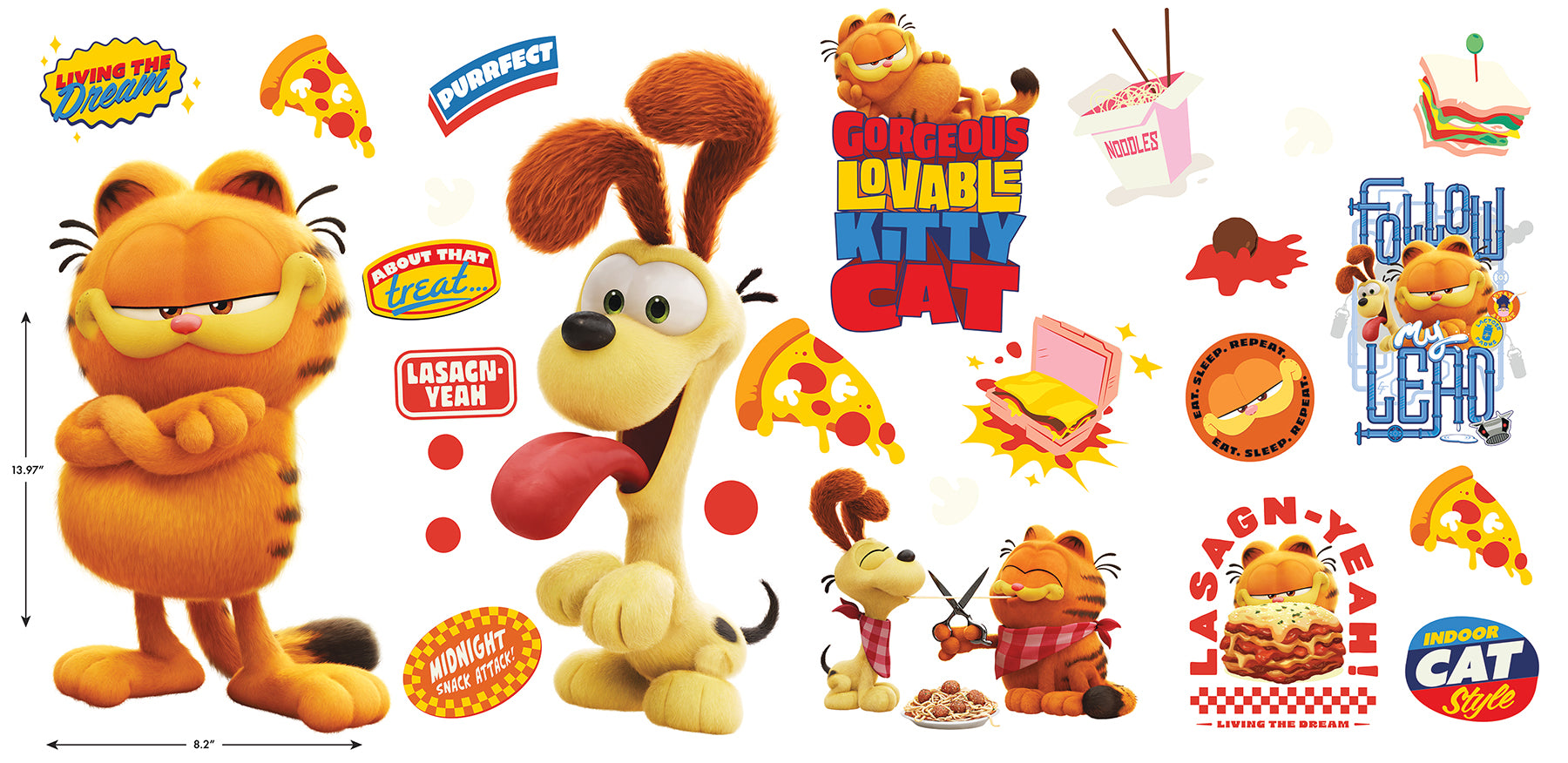 The Garfield Movie Wall Decals - dimensions