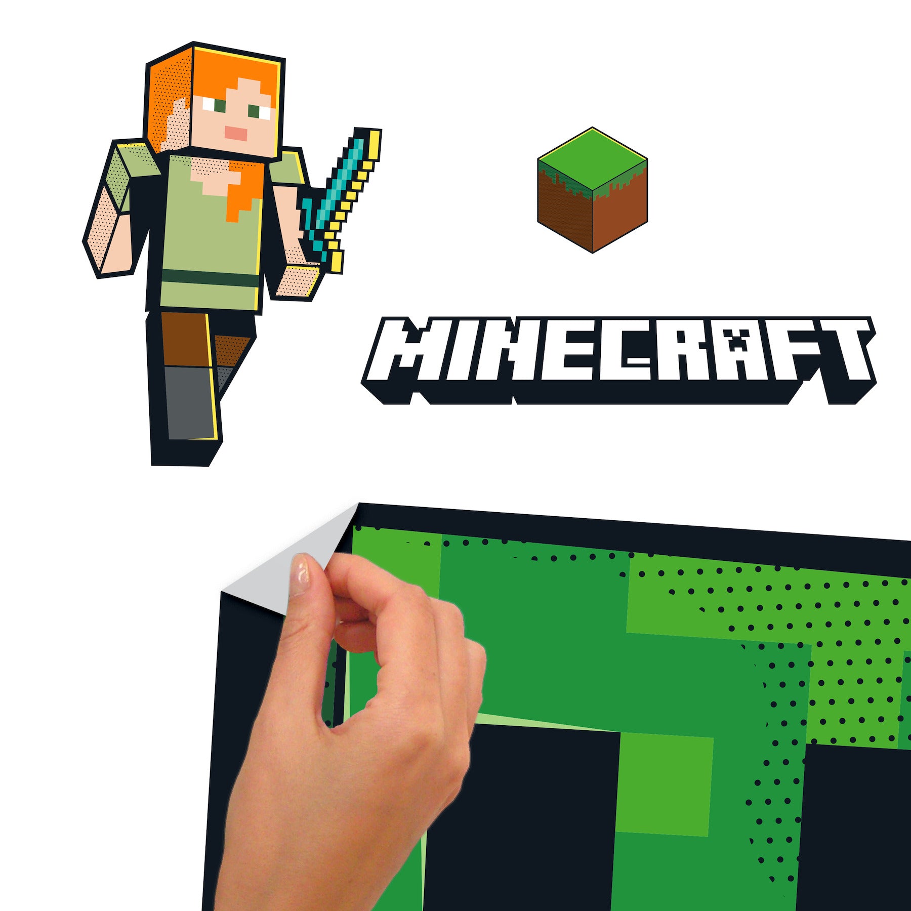 Minecraft Creeper Giant Wall Decals - peel and stick application