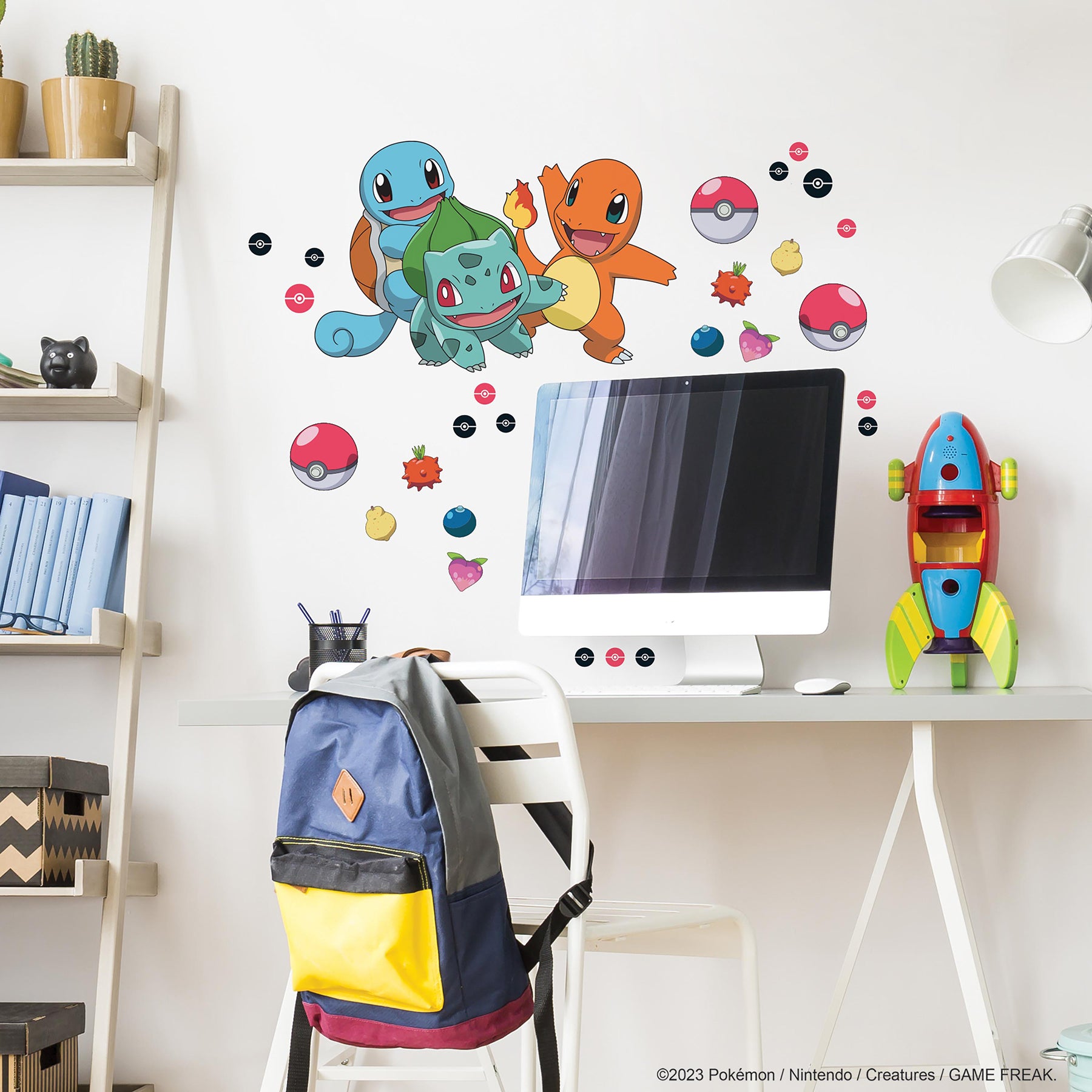 Pokémon Squirtle, Charmander,&Bulbasaur Giant Wall Decals in a room setting