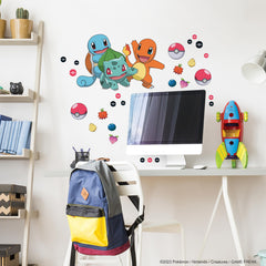 Pokémon Squirtle, Charmander,&Bulbasaur Giant Wall Decals in a room setting