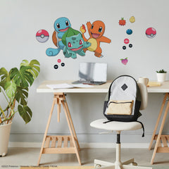 Pokémon Squirtle, Charmander,&Bulbasaur Giant Wall Decals in a room setting