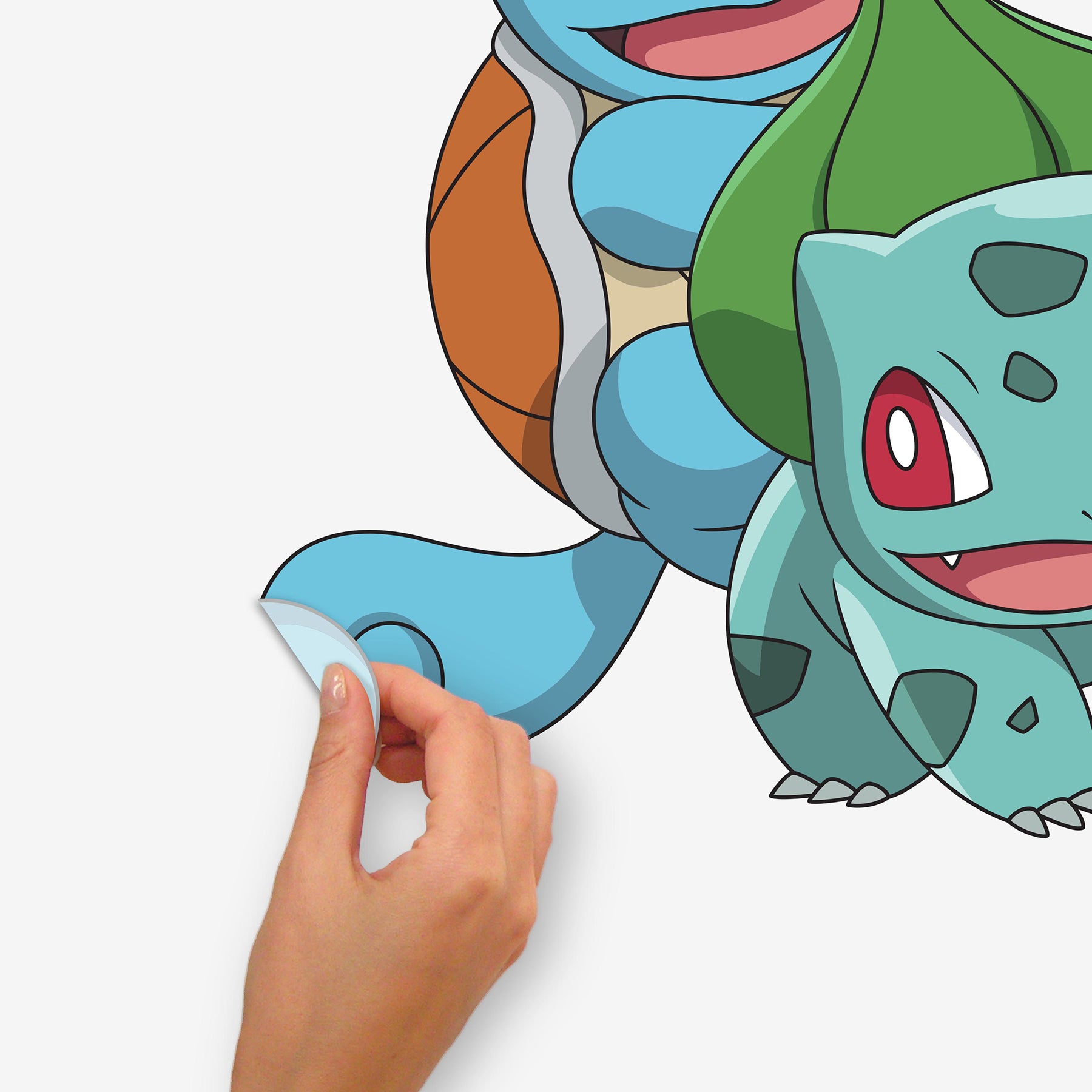 Pokémon Squirtle, Charmander,&Bulbasaur Giant Wall Decals peel step
