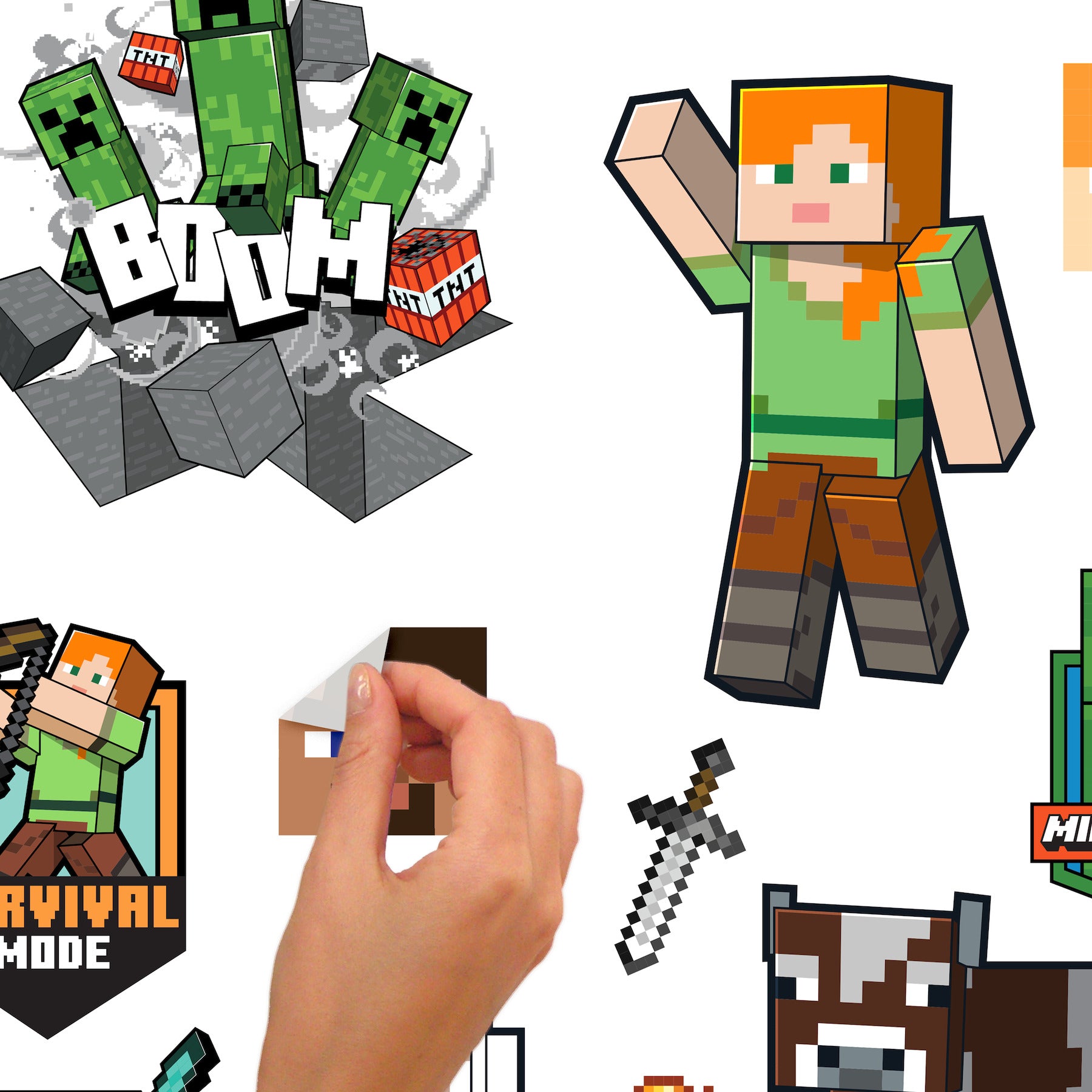 Minecraft Characters Wall Decals - peel and stick application