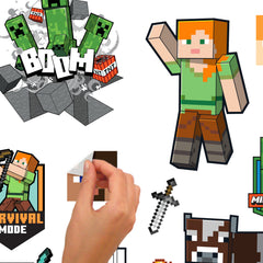 Minecraft Characters Wall Decals - peel and stick application