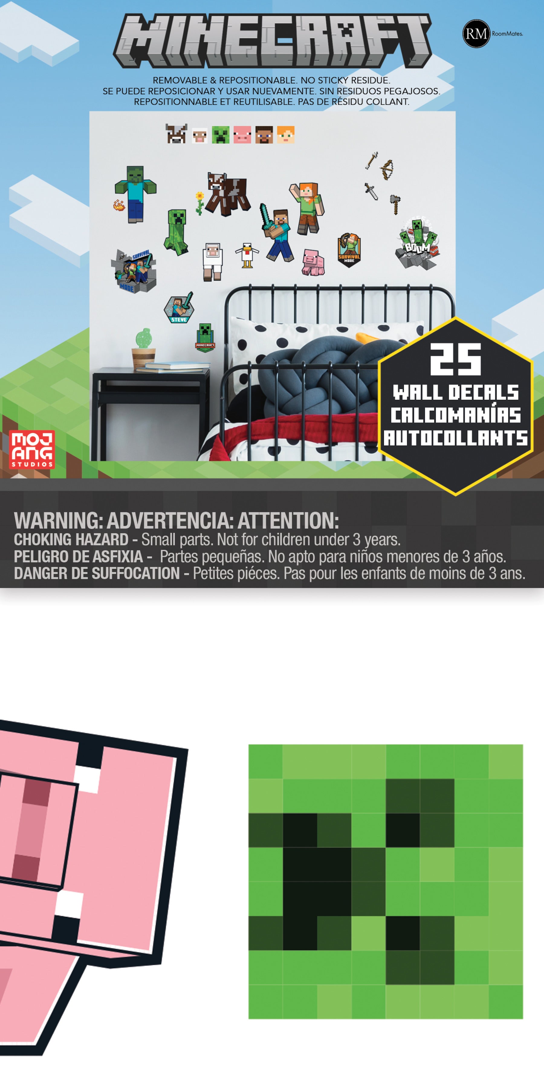 Minecraft Characters Wall Decals - packaging