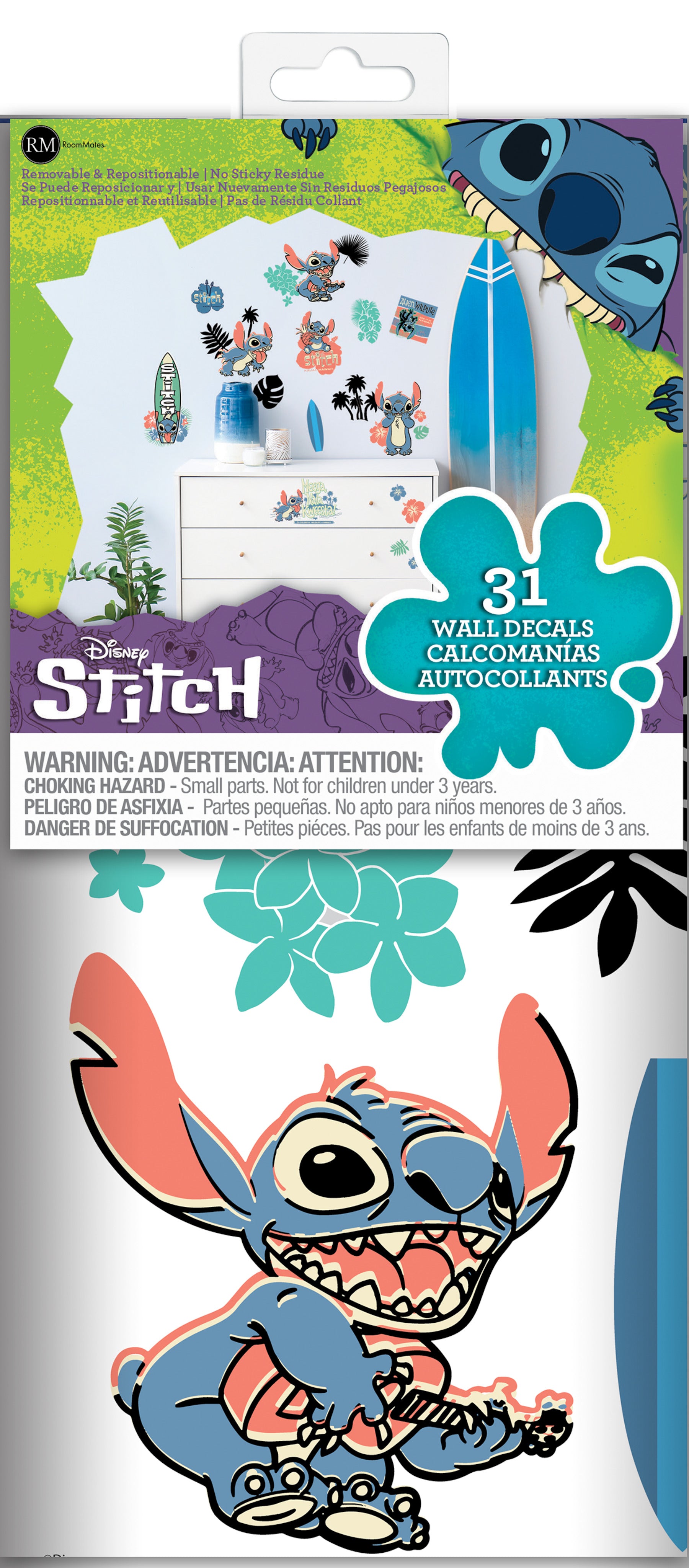 Stitch Surf's Up Wall Decals - packaging