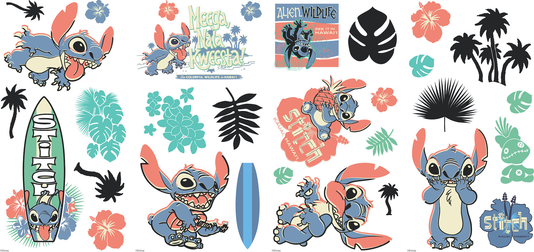 Stitch Surf's Up Wall Decals - panels
