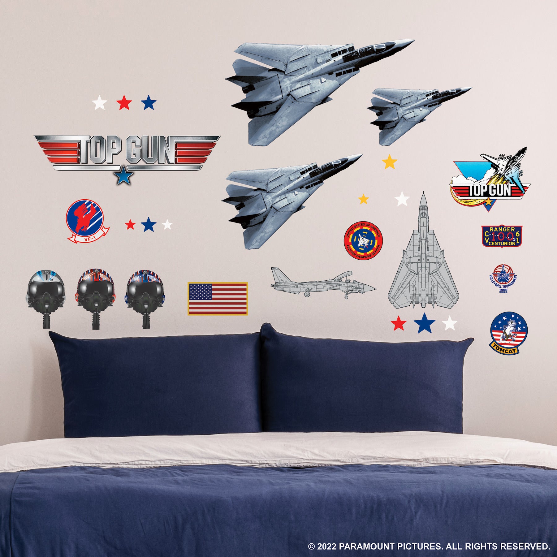Top Gun Wall Decals in a room setting