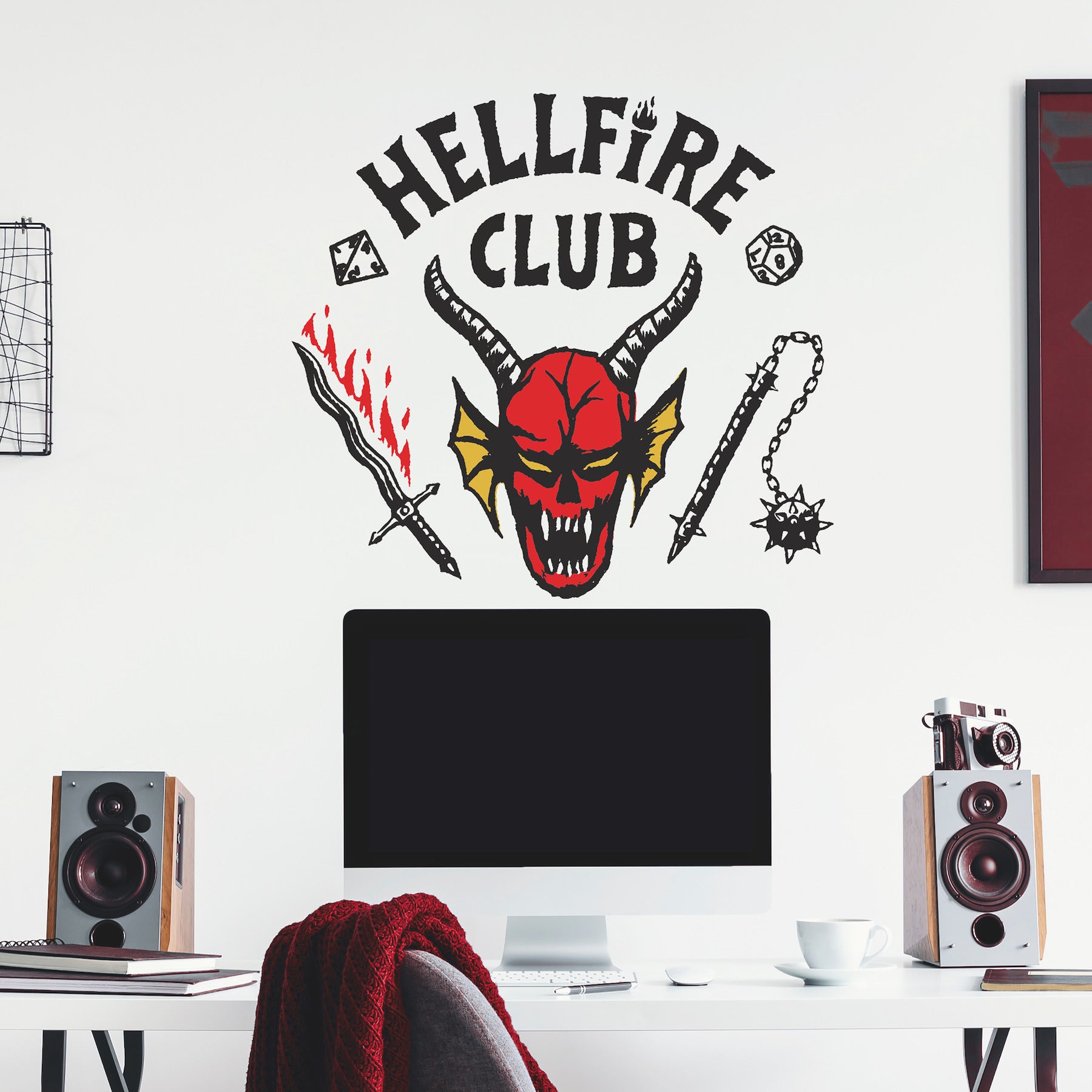 Stranger Things Hellfire Club Giant Wall Decals in a room setting