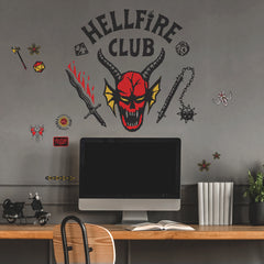 Stranger Things Hellfire Club Giant Wall Decals in a room setting
