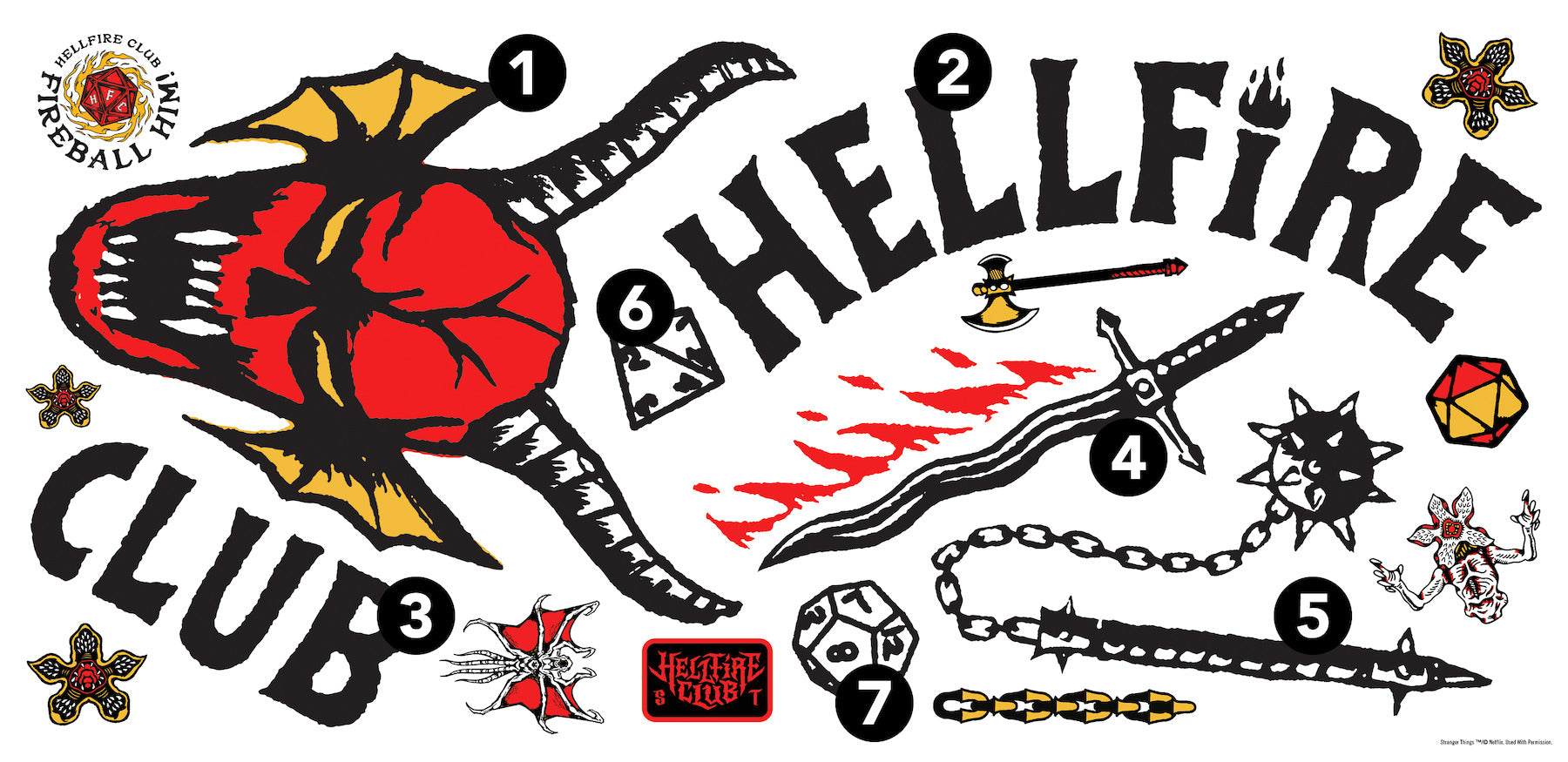 Stranger Things Hellfire Club Giant Wall Decals - panels