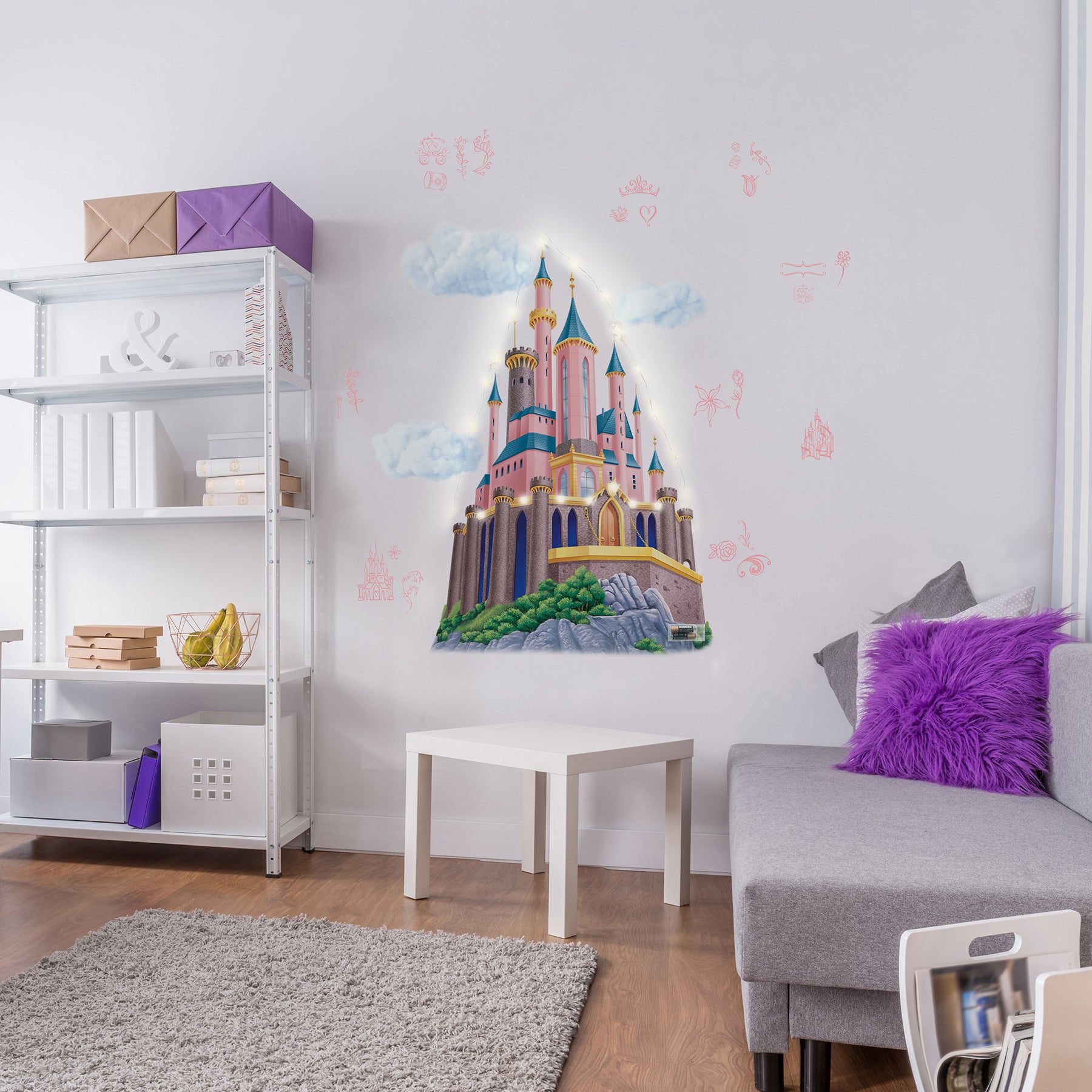 Disney Princess Castle with String Lights Other DIY in a room setting