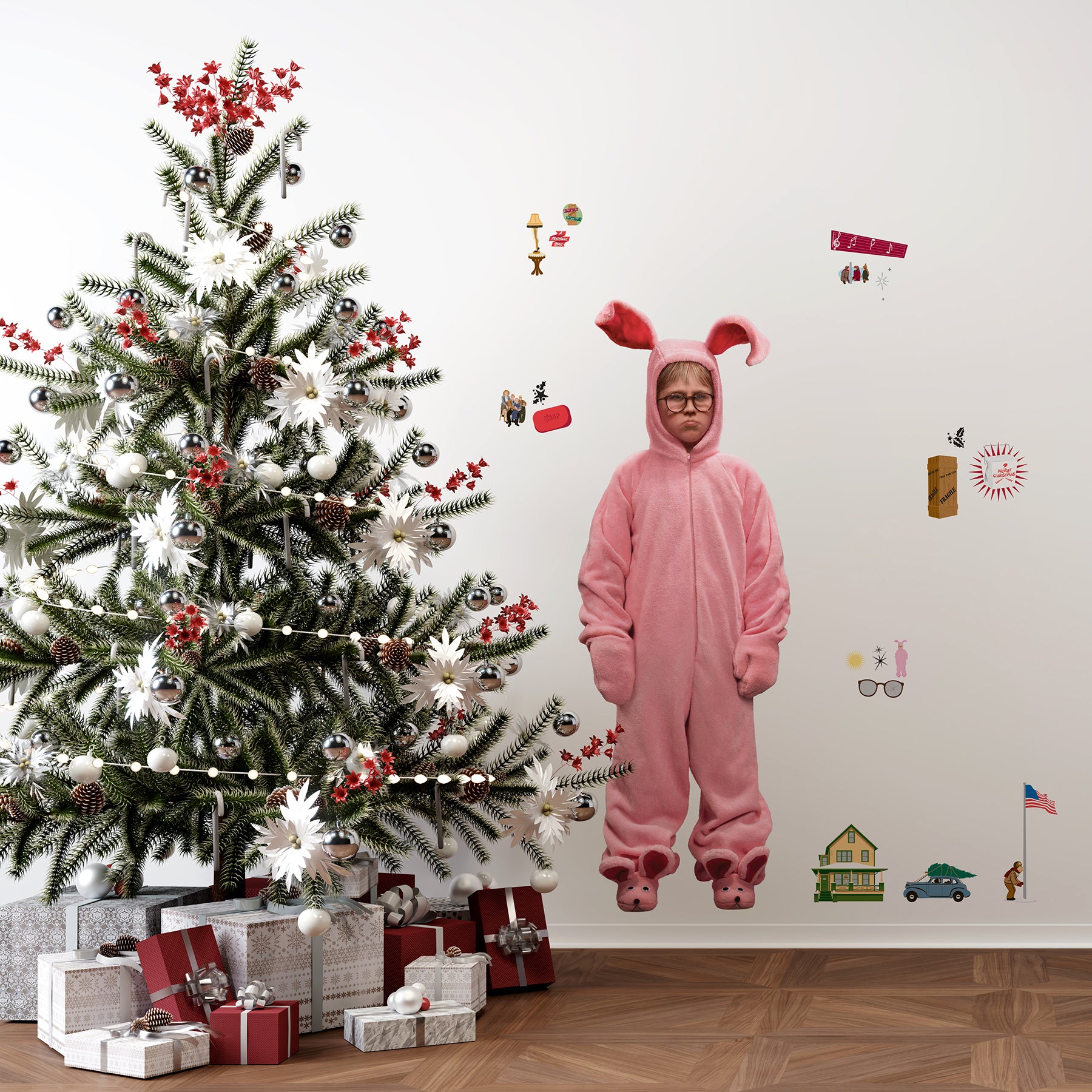 A Christmas Story Ralphie Bunny Suit Giant Wall Decals in a room setting