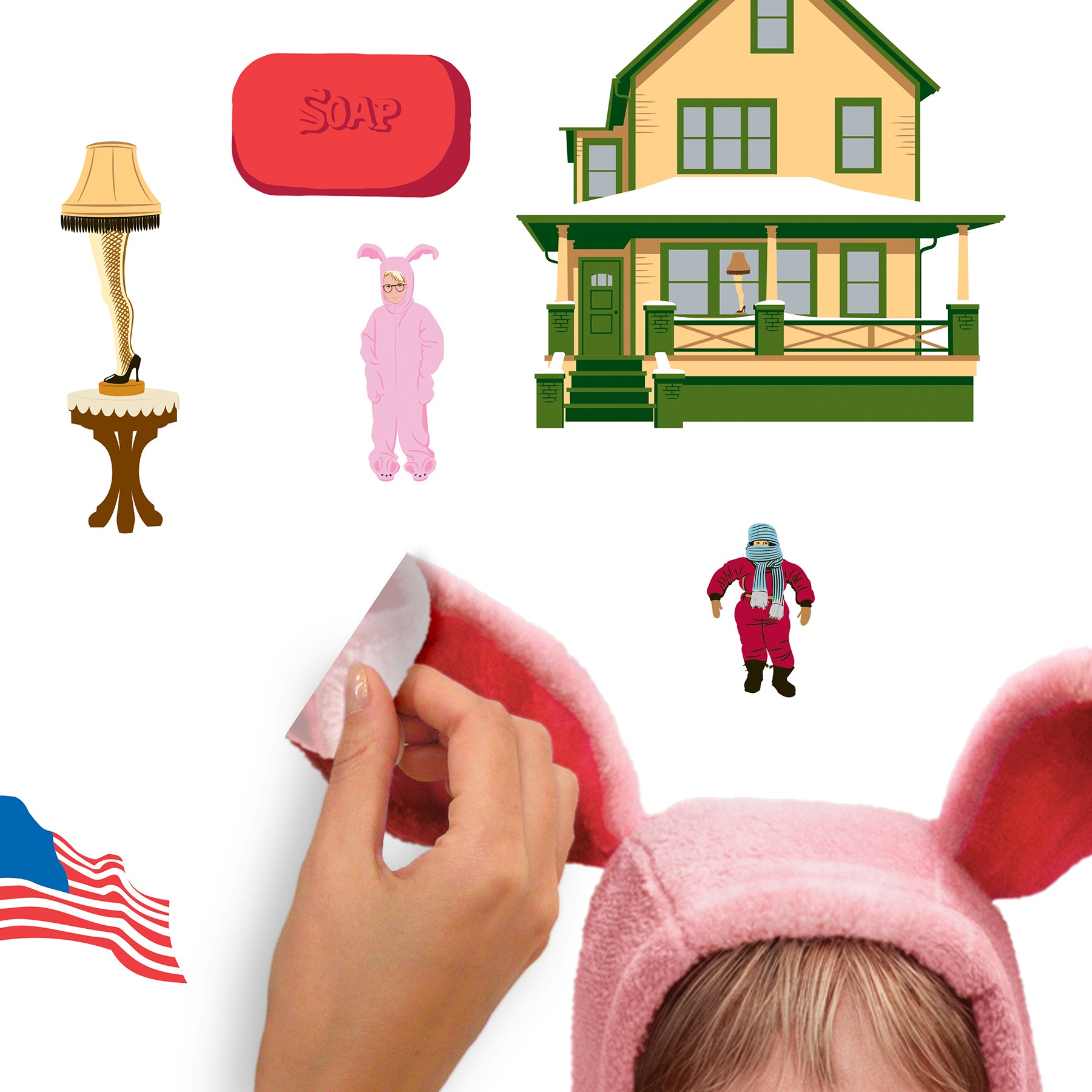 A Christmas Story Ralphie Bunny Suit Giant Wall Decals - how to peel