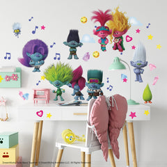 Trolls 3 Band Together Wall Decals in a room setting