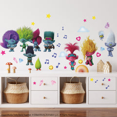 Trolls 3 Band Together Wall Decals in a room setting