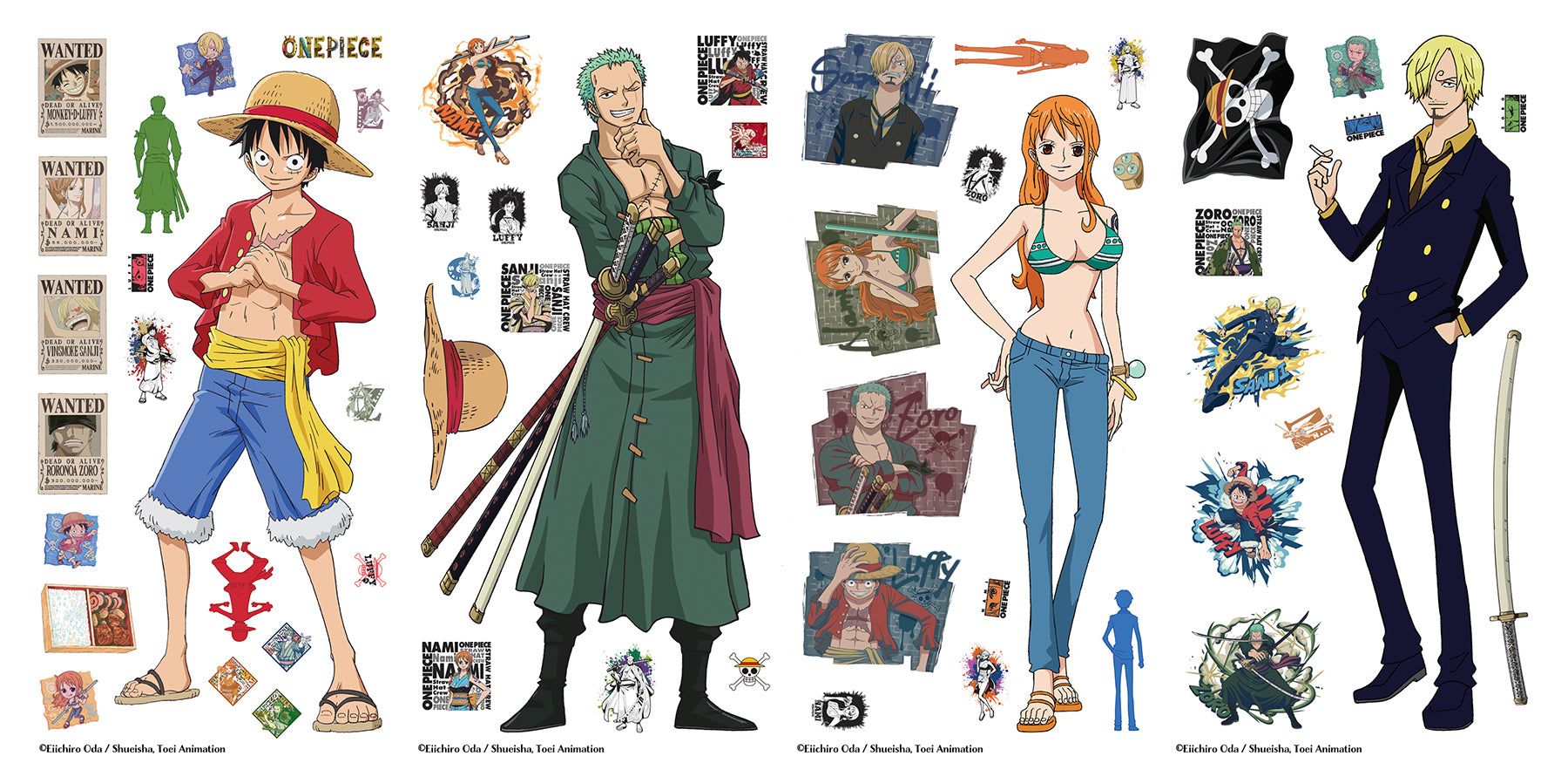 One Piece Straw Hat Crew Wall Decals - panels