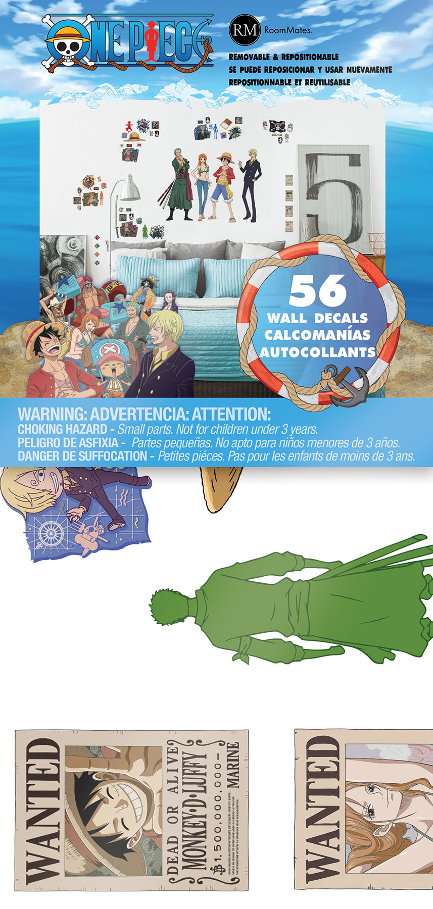 One Piece Straw Hat Crew Wall Decals - packaging