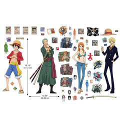 One Piece Straw Hat Crew Wall Decals - dimensions