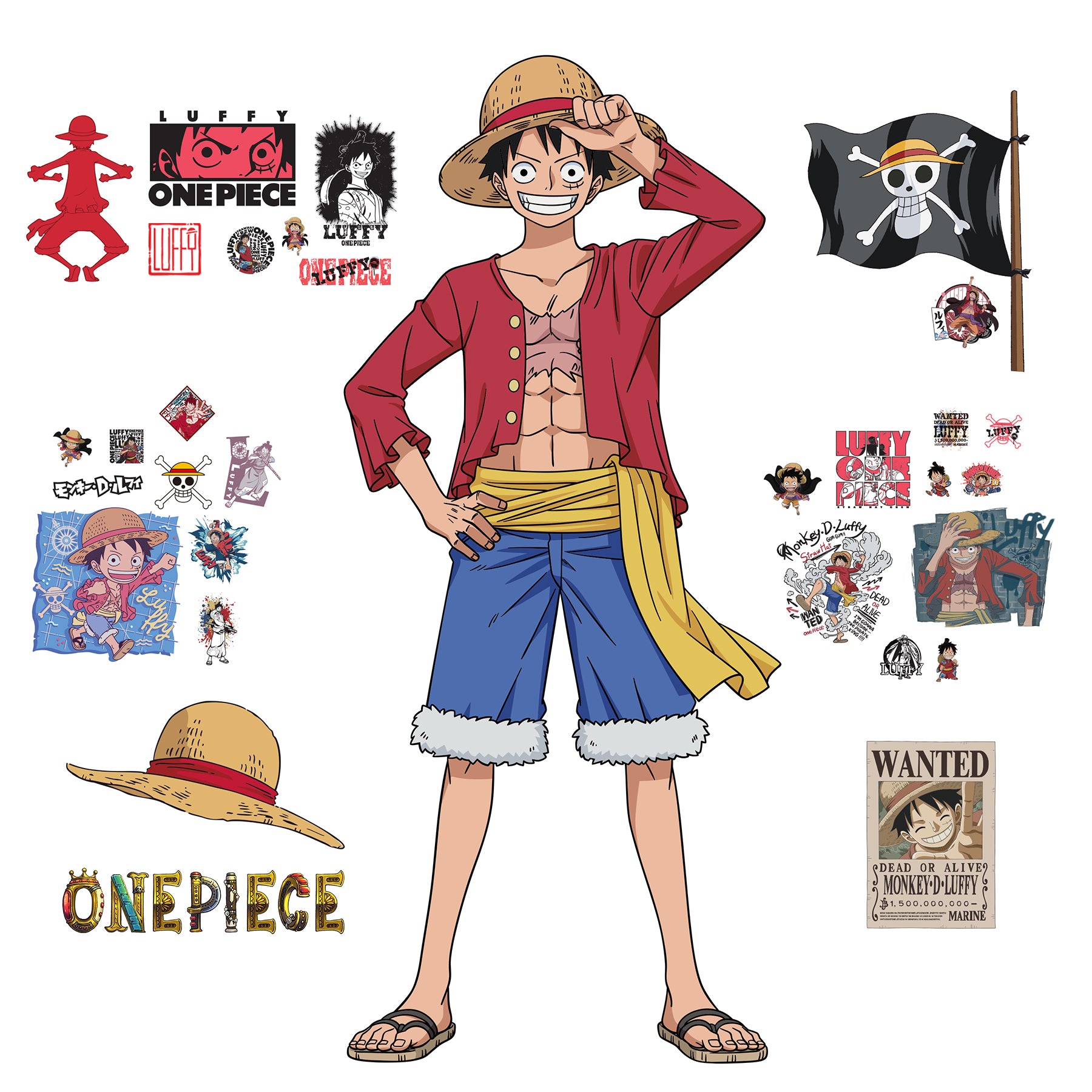 One Piece Luffy Giant Wall Decals by WallPops