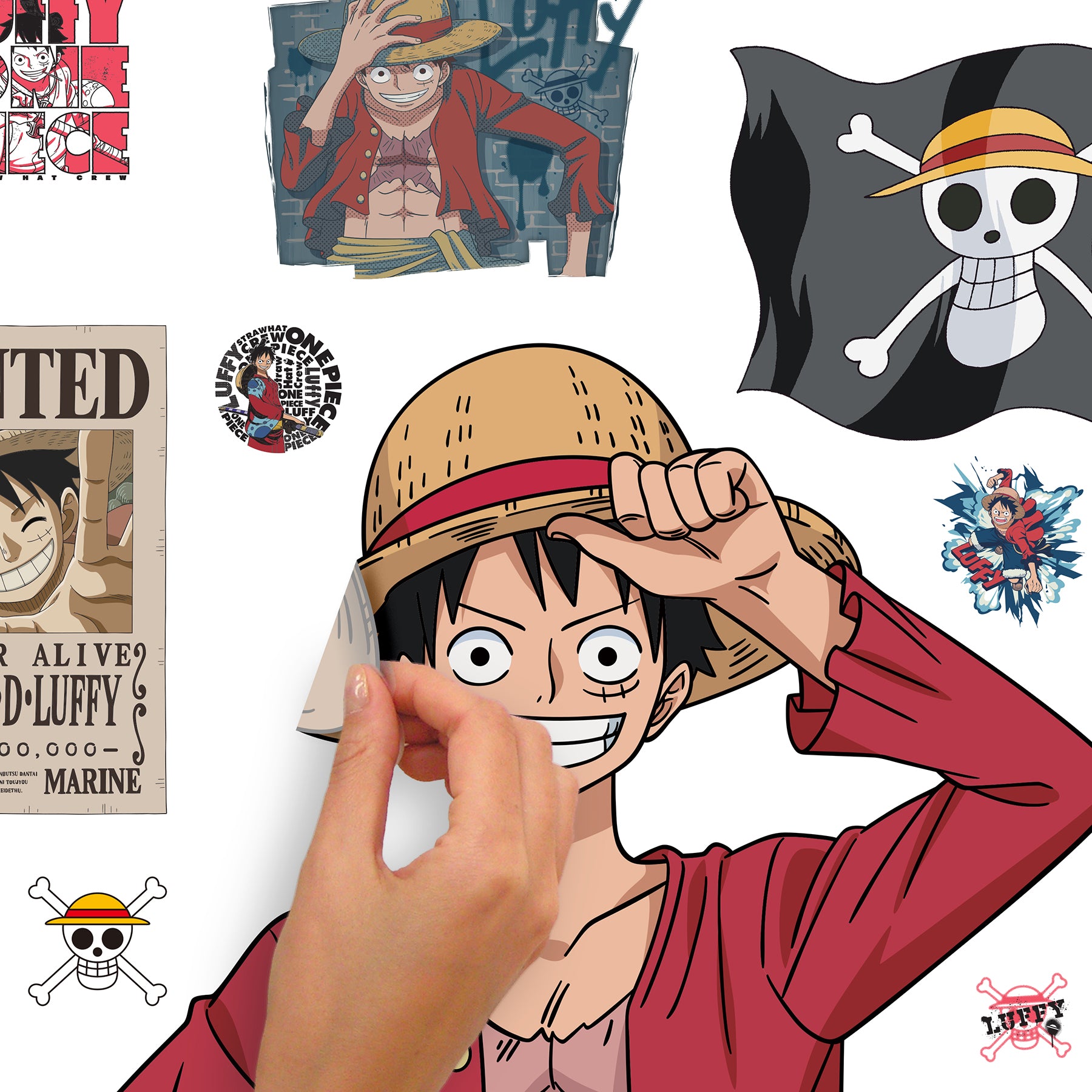 One Piece Luffy Giant Wall Decals - peel and stick