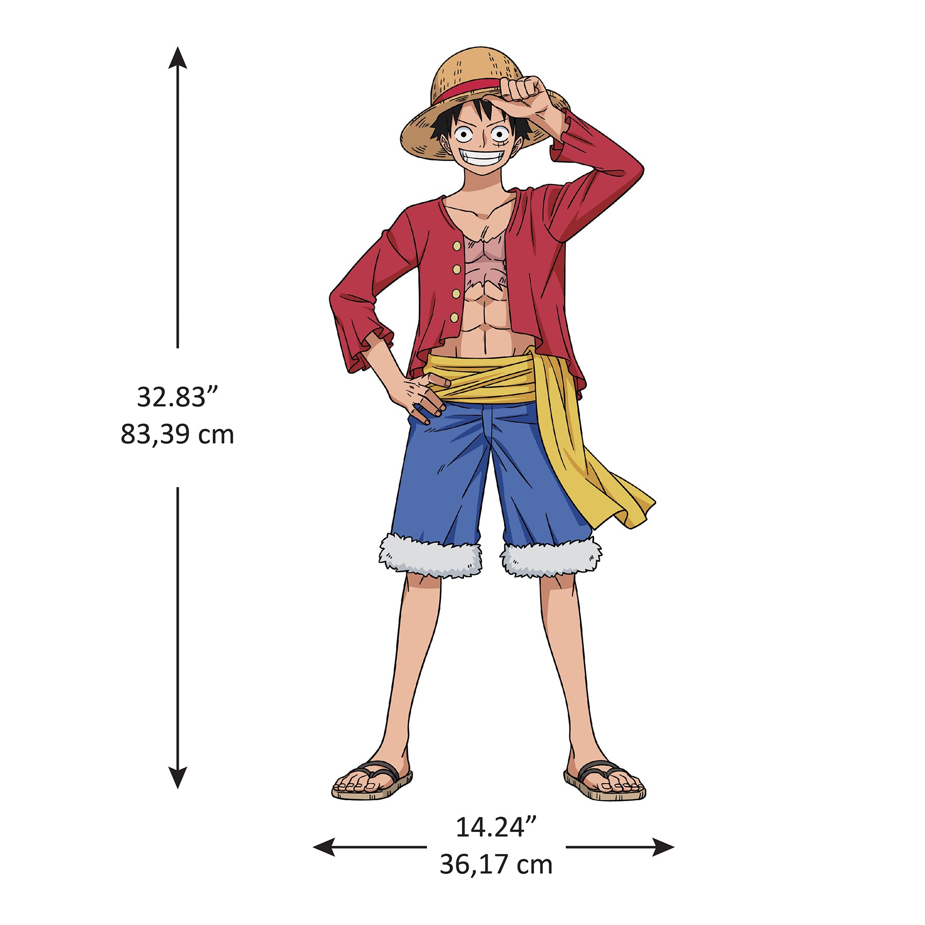 One Piece Luffy Giant Wall Decals - dimensions