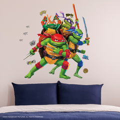 Teenage Mutant Ninja Turtles Mutant Mayhem Group Giant Wall Decals in a room setting