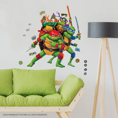 Teenage Mutant Ninja Turtles Mutant Mayhem Group Giant Wall Decals in a room setting