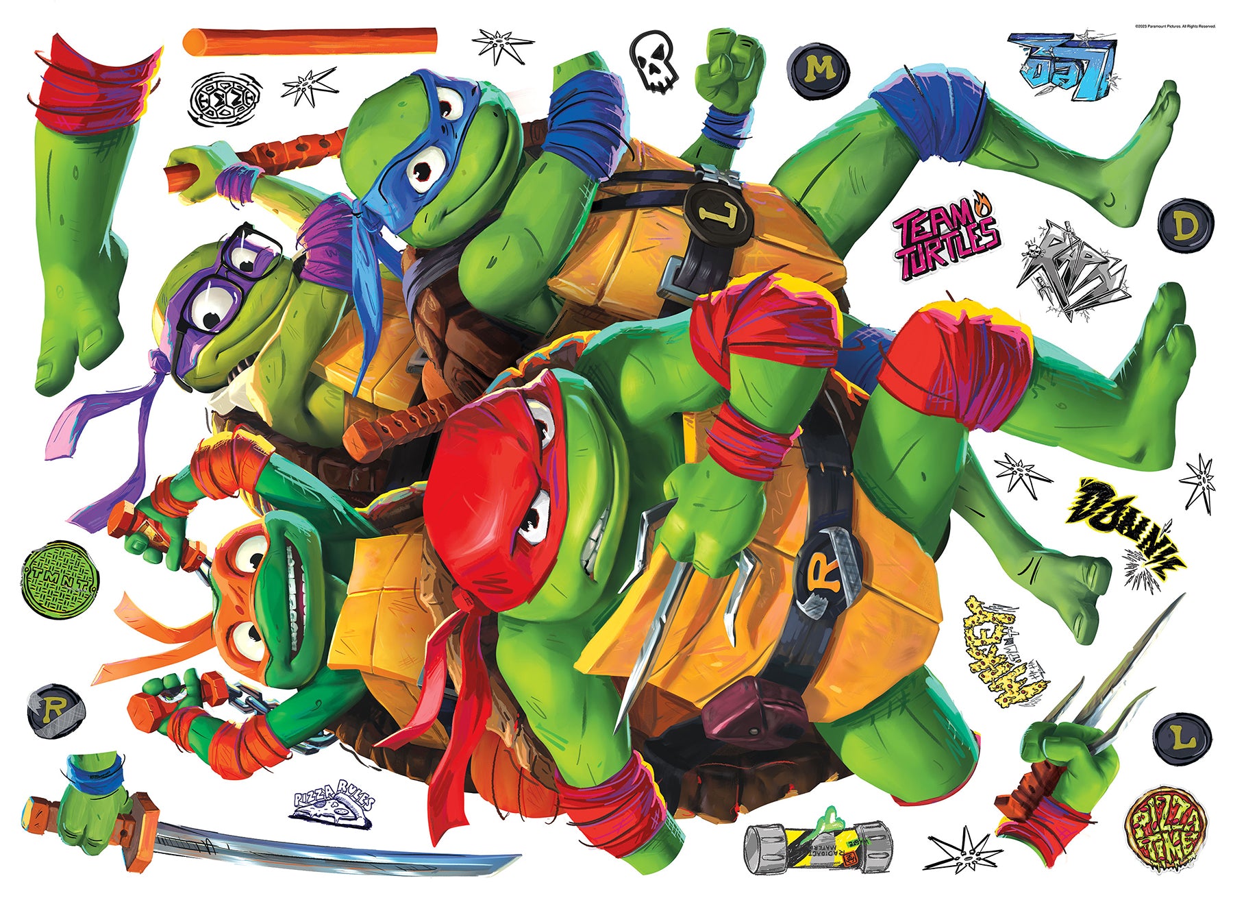 Teenage Mutant Ninja Turtles Mutant Mayhem Group Giant Wall Decals by WallPops