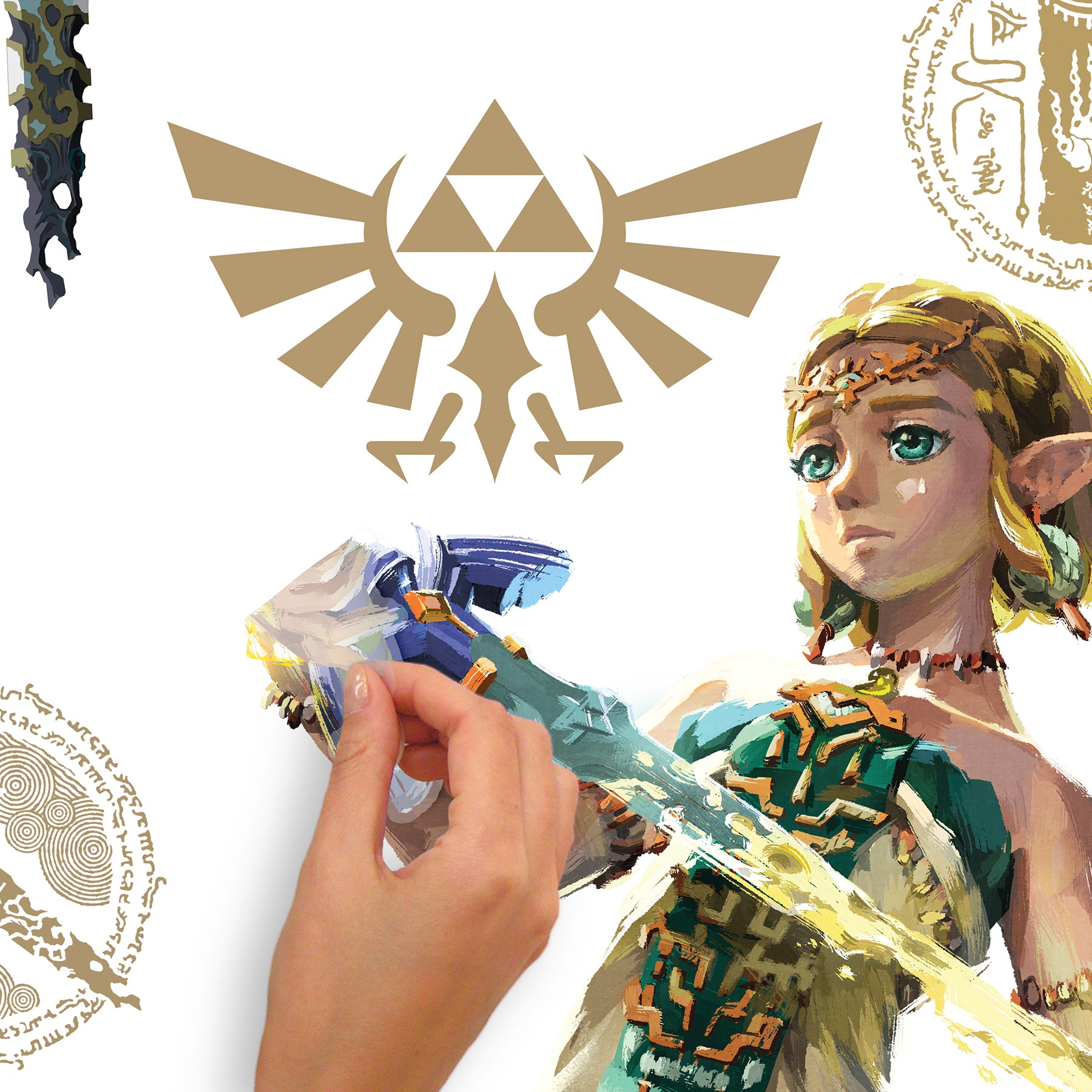 The Legend of Zelda Tears of the Kingdom Zelda & Link Wall Decals in a room setting