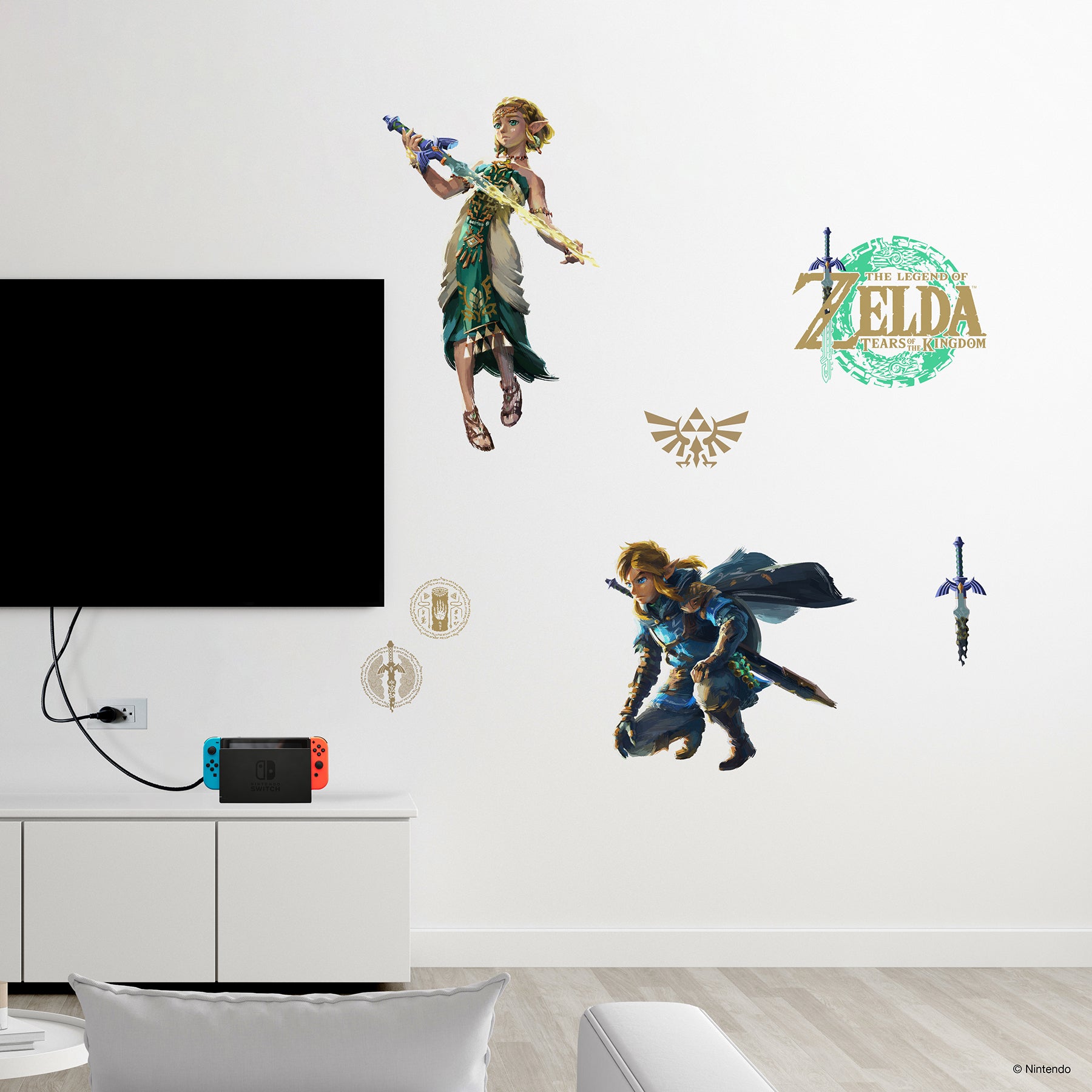 The Legend of Zelda Tears of the Kingdom Zelda & Link Wall Decals - panels