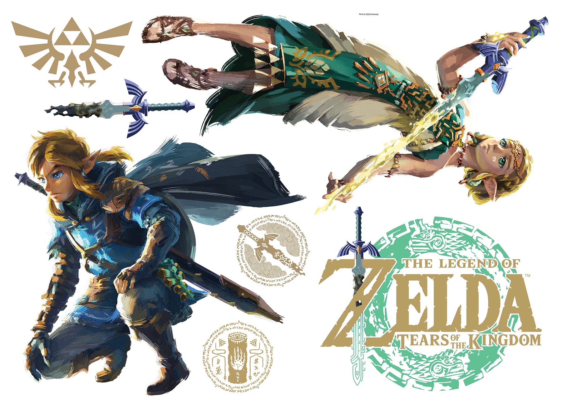 The Legend of Zelda Tears of the Kingdom Zelda & Link Wall Decals by WallPops
