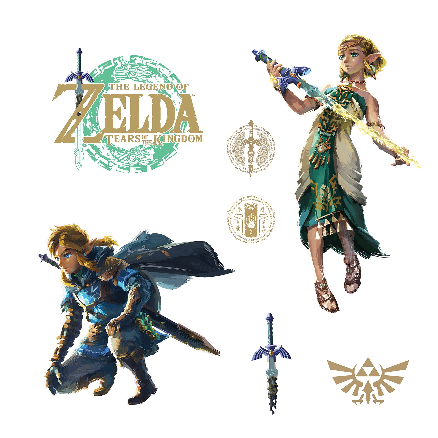 The Legend of Zelda Tears of the Kingdom Zelda & Link Wall Decals - dimensions
